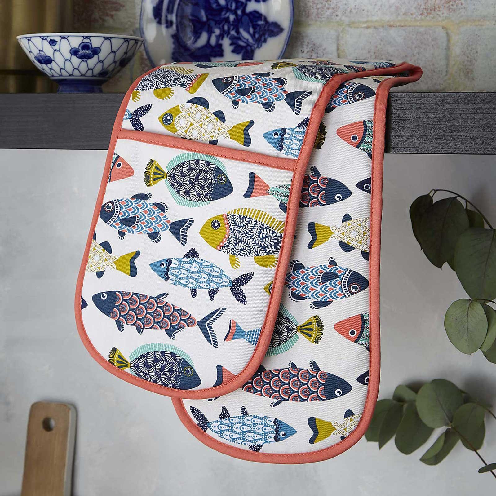 Aquarium Luxury Cotton Double Oven Glove Oven Gloves Ulster Weavers   