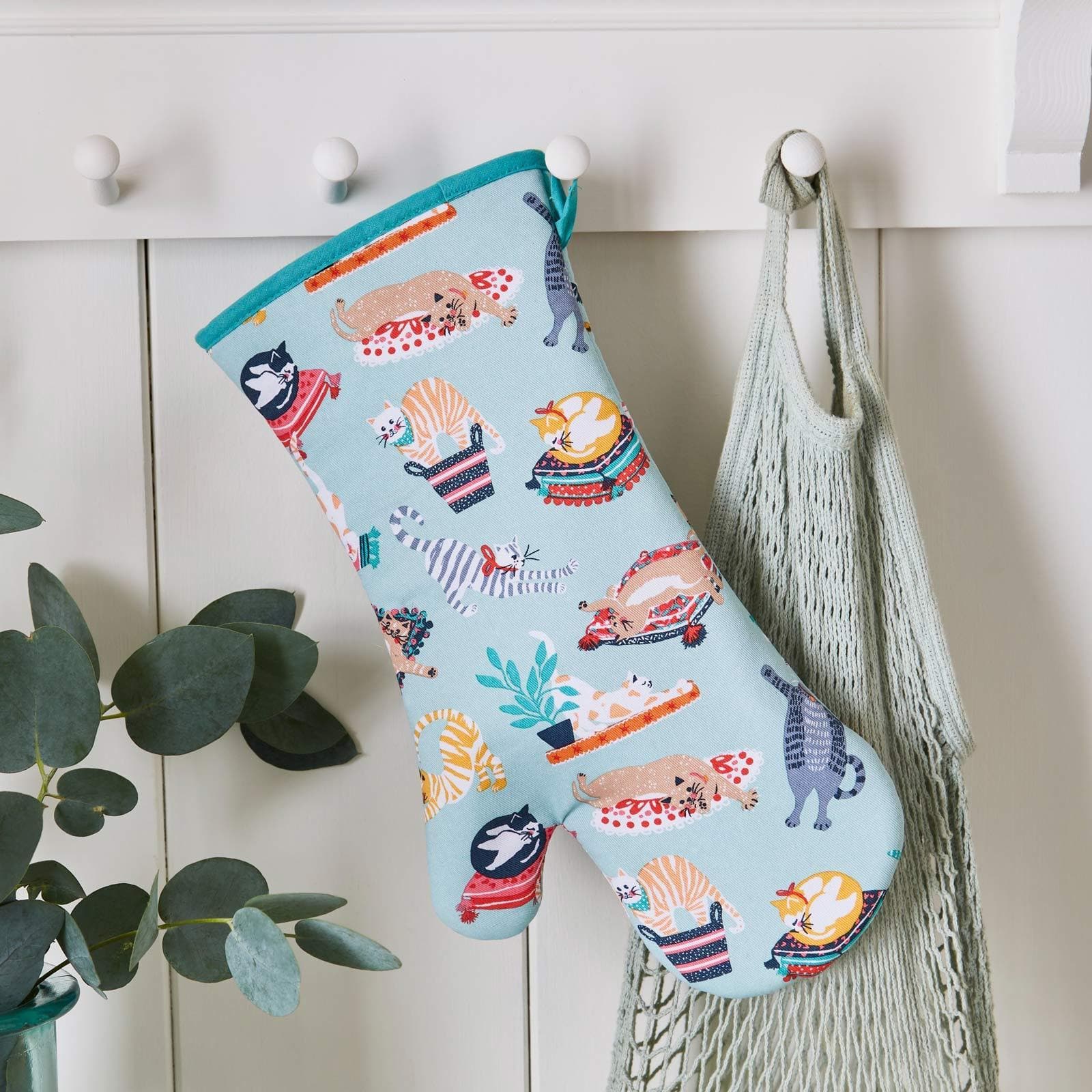 Kitty Cats Luxury Cotton Gauntlet Oven Mitt Oven Gloves Ulster Weavers   