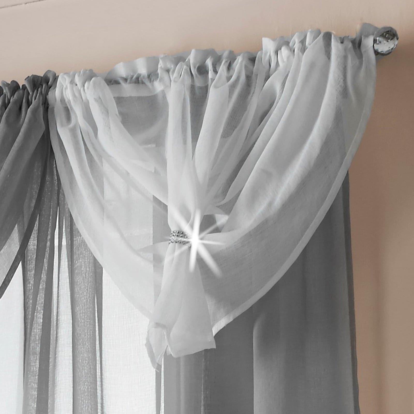 Diana Dolly Diamante White Voile Curtain Swag Voile Curtain Alan Symonds   